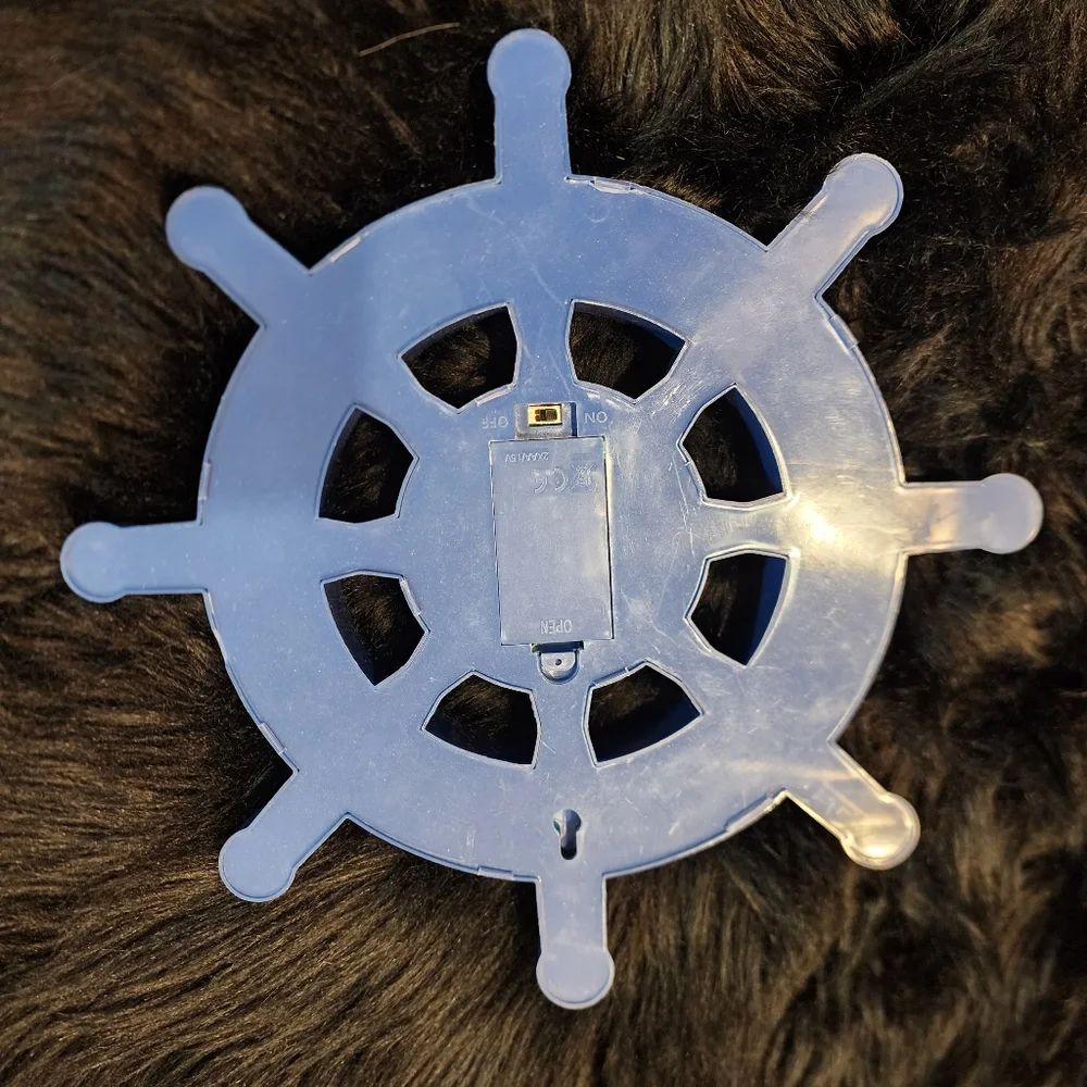 Blue Ship Wheel Light up Wall Decor, Beach Themed Kids Room Decor